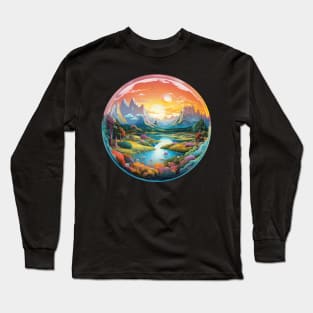 Landscape Bubble Colorful Psychedelic Art Long Sleeve T-Shirt